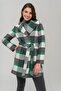 Belted Waist Lined Plaid Patterned Coat GREEN 3927-E - 3