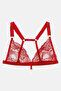 Women Textured Lace Bra, Red