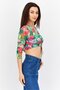 Women Round Neck Long Sleeve Floral Top, Green Combo - 2