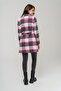 Belted Waist Lined Plaid Patterned Coat Fuchsia 3927-E - 8