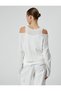 Window Detailed T-Shirt Crew neck Long Sleeve Star Printed - 4