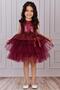 Burgundy Girl's Tulle Evening Dress Party and Birthday Dress - 2