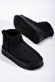 Mini Suede Sheepskin Comfortable Sole Black Boots - 4