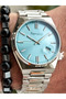 Blue Dial, Calendar Steel Band Silver Color Men's Wrist Watch Bracelet