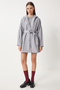 Short Trench Coat - Hood and Sash, Stone Grey Ldd0090 - 2