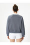 Polo Neck Sweatshirt Half Zipper Color Block Applique and Embroidery Detail - 4