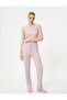 Flat Leg Pajama Bottom Textured Lace-up Waist Modal Mixed