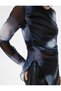 Asymmetrical Cut Tulle T-Shirt Batik Patterned Long Sleeve Round Neck Side Tie Detail - 5