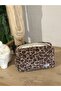 Plush Leopard Patterned Makeup Bag - Large Size - 4