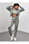 Women's High Waist Gray Elastic Leg Sweatpants - 3