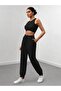 Women's High Waist Black Elastic Leg Sweatpants - 2