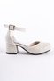 Girls' Heeled Shoes with Mother-of-Pearl Glass Shard Detail - 6
