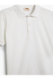 Polo Neck Button Detailed Cotton Short Sleeve Basic T-Shirt - 5