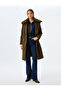 Long Stamp Coat Detachable Faux Fur Collar Double Breasted Button with Belt Pockets - 5
