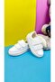 Daily Unisex White Sneaker Velcro Stitching Detailed Thick Sole Comfortable Lightweight Sports Shoes 525Pf - 3