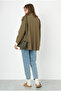 Windbreaker Detailed Trench Coat Oil Green - 6