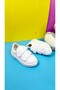 Daily Unisex White Sneaker Velcro Stitching Detailed Thick Sole Comfortable Lightweight Sports Shoes 525Pf - 4