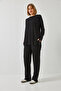 Women's Black Basic Pants Top-Down Set 60511002 - 2