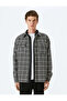 Long Sleeve Cover Pocket Detailed Plaid Tweed Shirt Jacket - 3