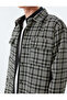 Long Sleeve Cover Pocket Detailed Plaid Tweed Shirt Jacket - 5
