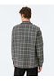 Long Sleeve Cover Pocket Detailed Plaid Tweed Shirt Jacket - 4