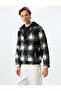 Plaid Patterned Hooded Zippered Plush Jacket - 3