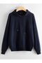 Kapüşonlu Regular Basic Sweatshirt Polar Kazak Lacivert