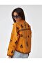Women's Orange Wrap Embroidery Regular Fit Button Long Sleeve Jacket - 5