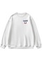 Women's White Luck! Printed Crew Neck Oversize Sweatshirt - 4
