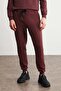 Fabıan Men's Organic Cotton Ribbed Front, Fleece Inside, Pocket Jogger, Burgundy Sweatpants - 2