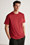 Rudy Men's 100% Organic Cotton Breathable Non-Interior Crew Neck Basic Claret Red T-Shirt - 2