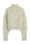 Women's Aqua Green Crop Length Half Fisherman Soft Knitwear Sweater - 4