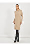 Ribbed Knit V Neck Sweater Midi Dress - 5