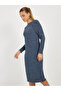 Knitted Sweater Midi Dress with Long Sleeves - 6