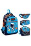 Navy Blue Astronaut Triple School Bag and Waist Bag Set - Boy