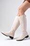 Vivien Beige Color Back Zipper Thin Faux Fur Lined Women's Boots - 7