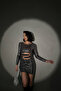 Women Gray Ring Detailed Mini Sequins Sequins Dress Nbdf106 - 4
