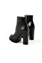 Women's Genuine Leather Platform Boots Black - 4