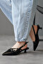 Three Buckle Women's Low Heel Shoes Seeroi Black - 3