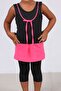 1705-1 Children's Swimsuit Set-Black-Phosphorescent Pink