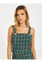Flannel Square Neck Crop Top