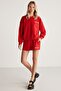 Carrol Women's Relaxed Fit Embroidery Embroidered Red Shorts with Elastic Waist Pockets - 4