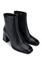 Women's Genuine Leather Black Floater Heeled Boots - 2