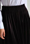 Pleated Waist Crepe Black Skirt - 4