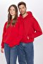 Unisex Oversize Wide Cut Cotton Soft Textured Basic Red Hooded Sweatshirt with Fleece Inside - 3