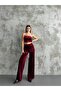 Velvet Fabric Wide Leg Trousers - 2