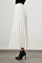 Crepe Knitted Pleated Ecru Skirt - 3