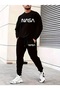 Tracksuit Set Nasa Printed Unisex Winter Thick Cotton Sweatshirt and Sweatpants 2-Piece Set - 2