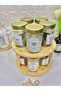 Set of 10 Gold Metal Lids, Rotating Stand, Labeled Glass Spice Jar Set, Storage Jar with Spoon, 350 ml - 4
