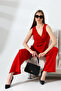 Red Women's Sleeveless Double Breasted Lapel Button Detail Jumpsuit – Modern and Stylish Design - 7